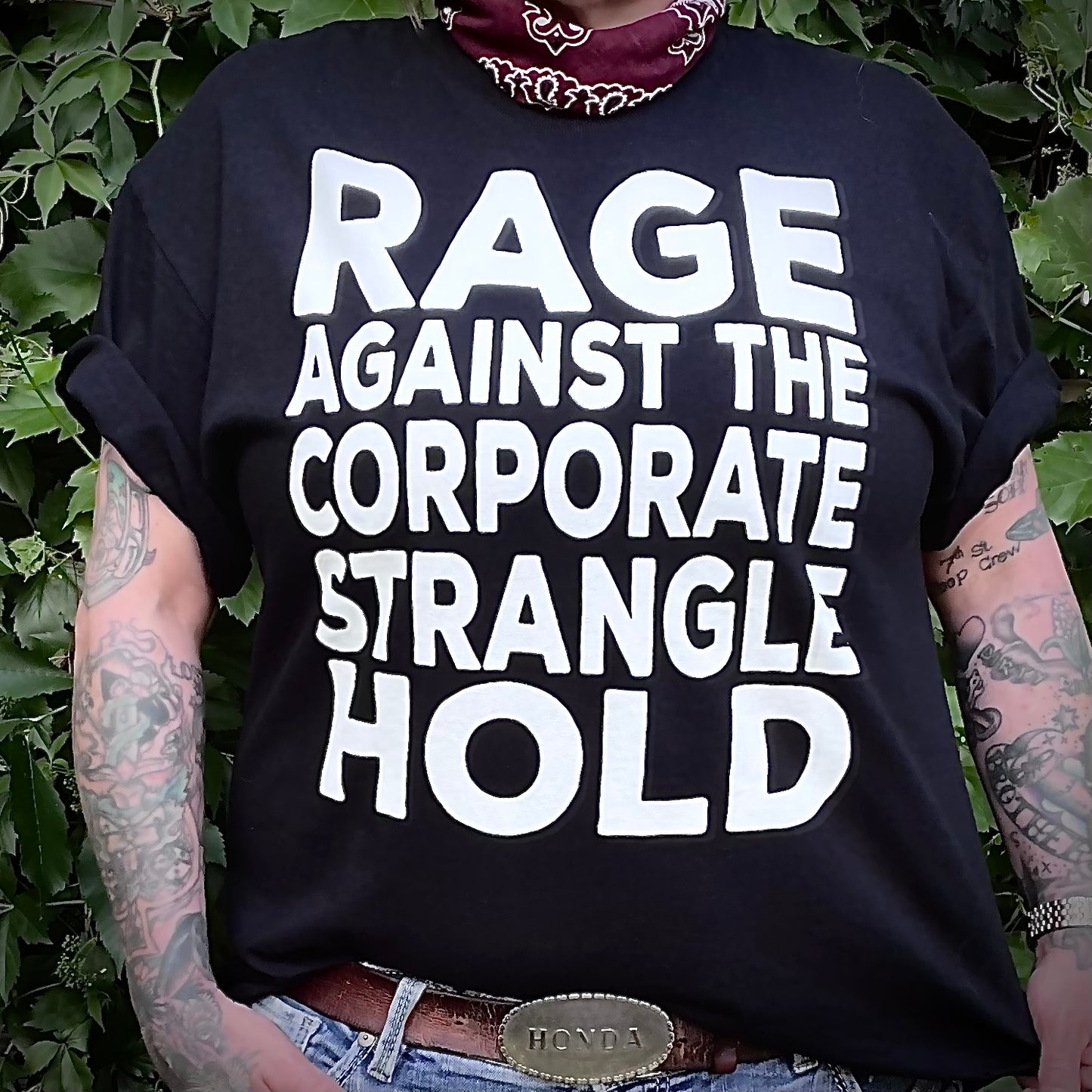 Rage Against the Corperate Stranglehold tee