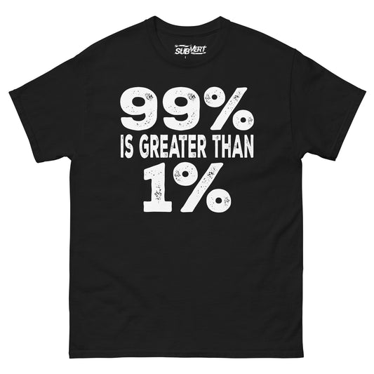 99% is Greater than 1% tee